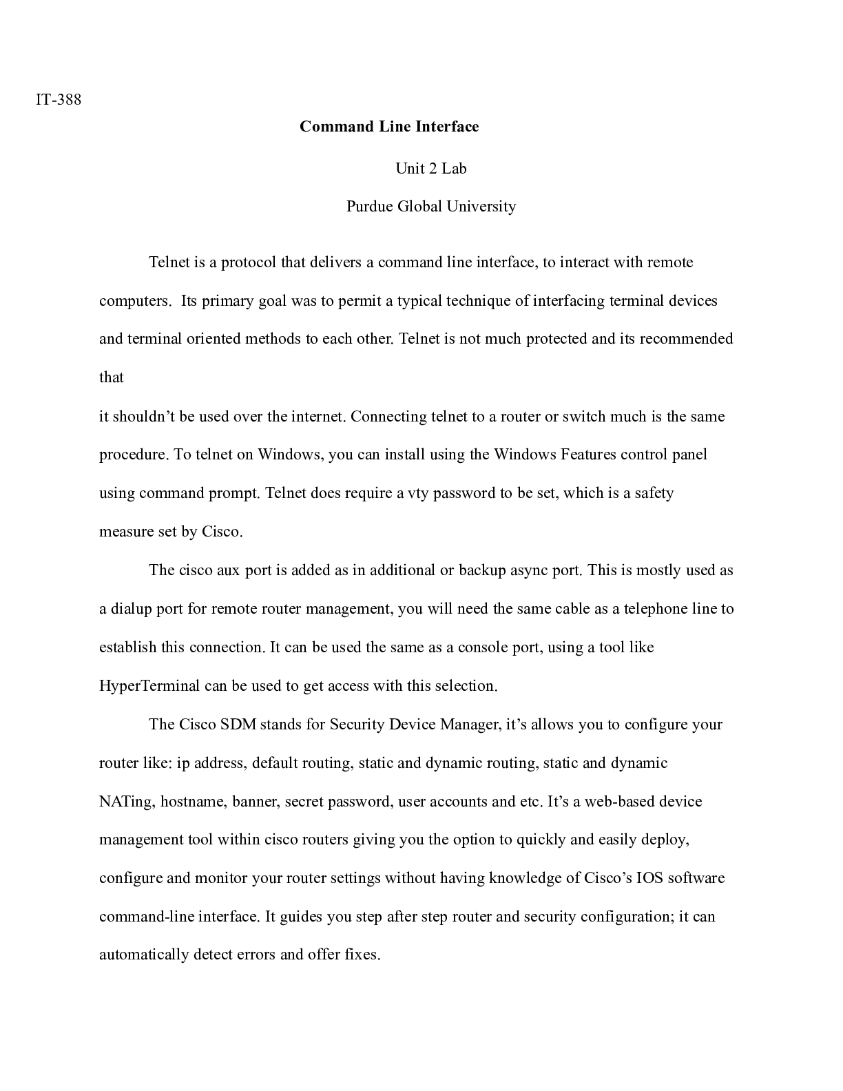 Preview image for It388 Unit 2 Lab.docx  IT-388  Command Line Interface  Unit 2 Lab  Purdue Global Universit